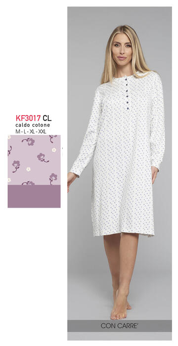 ART. KF3017 CL- camicia notte donna carre' m/l kf3017 cl - Fratelli Parenti